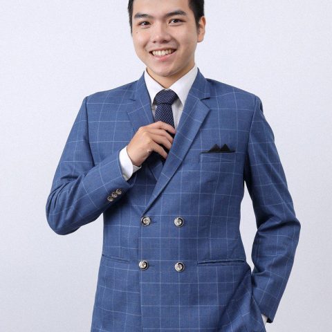 Áo vest xanh đen nhạt ô vuông Hàn Quốc 6 nút