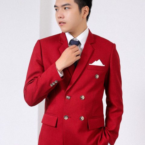 Áo vest nam chú rể màu đỏ 6 nút (MSP- DDC6 NÚT)