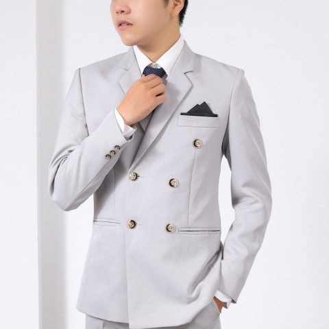 Áo vest nam chú rể màu xám tro 6 nút