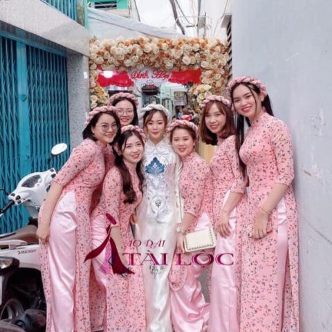 Áo Dài Bưng Quả Hồng Hoa Nhí(BQH-MS16)